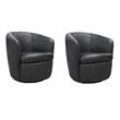 Pemberly Row Set of 2 Vintage Slate All Italian Leather Swivel Club Chair