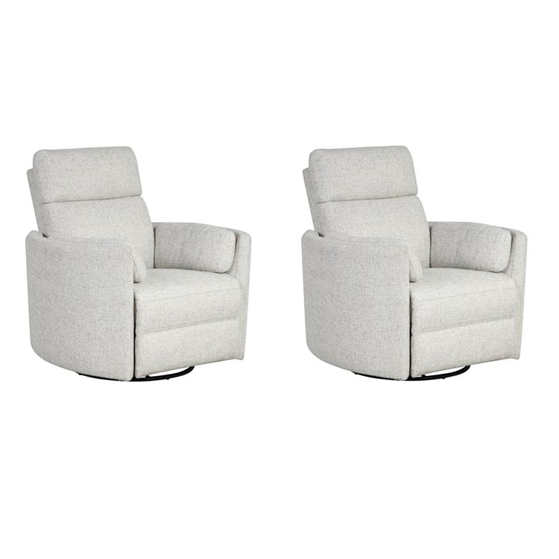 Pemberly Row Set of 2 Fabric Power Swivel Glider Recliner in Fossil Finish
