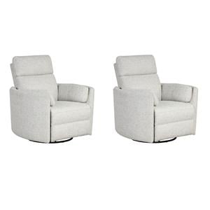 Pemberly Row Set of 2 Fabric Power Swivel Glider Recliner in Fossil Finish