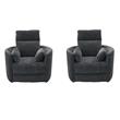 Pemberly Row Set of 2 Polyester Fabric Power Swivel Glider Recliner in Black