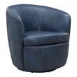 Pemberly Row Set of 2 Vintage Navy All Italian Leather Swivel Club Chair