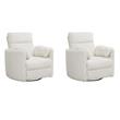 Pemberly Row Set of 2 Modern Fabric Swivel Glider Recliner in Ivory