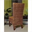 Pemberly Row Set of 4 Coastal Wicker / Rattan Woven Abaca Dining Chairs in Brown