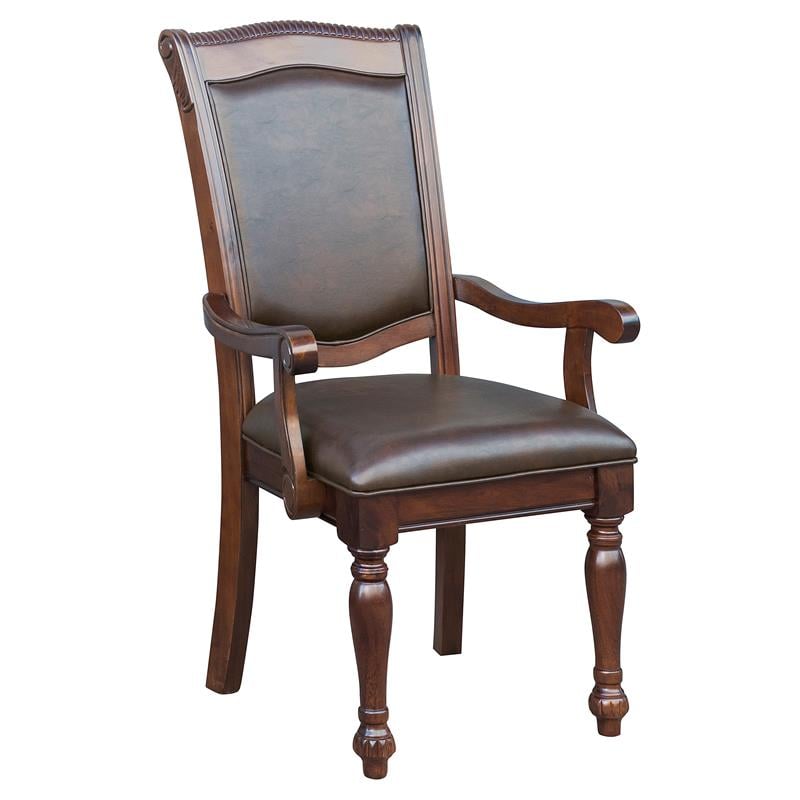 Pemberly Row Set of 4 Wood Dining Room Arm Chairs in Brown Cherry