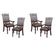 Pemberly Row Set of 4 Wood Dining Room Arm Chairs in Brown Cherry