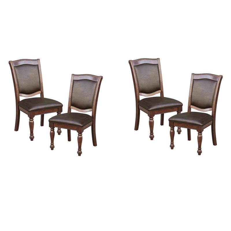 Pemberly Row Set of 4 Wood Dining Room Side Chairs in Brown Cherry