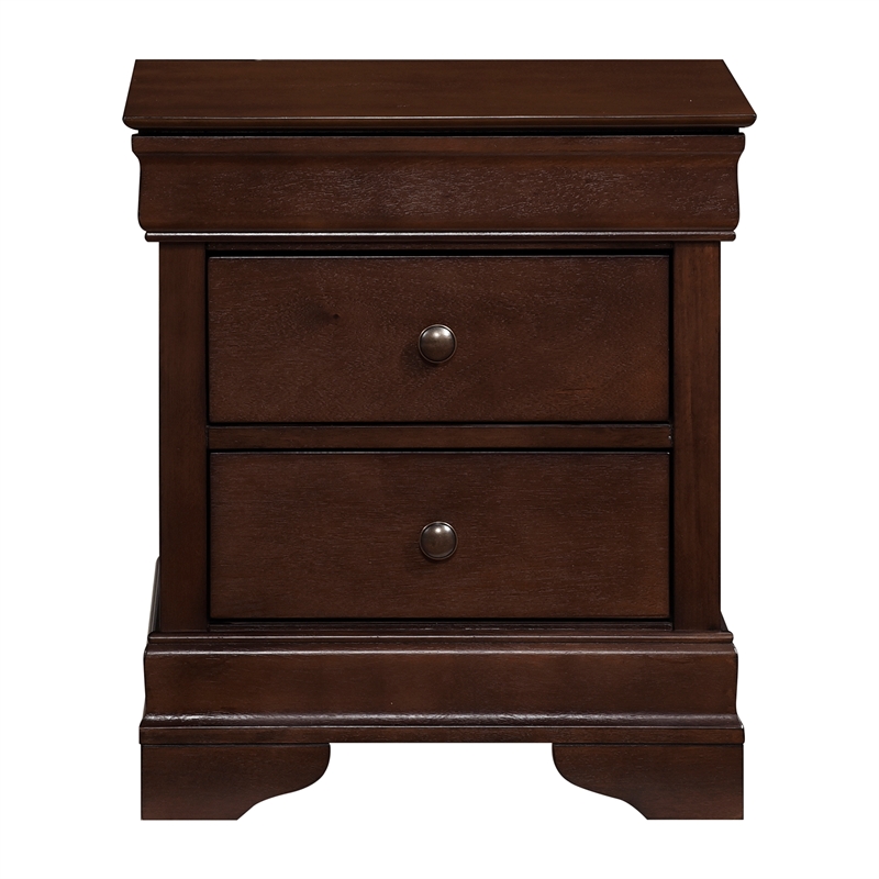 Pemberly Row Set of 2 3-Drawers Traditional Wood Nightstands in Brown Cherry