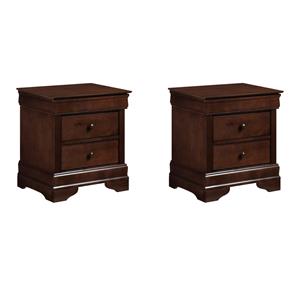 Pemberly Row Set of 2 3-Drawers Traditional Wood Nightstands in Brown Cherry