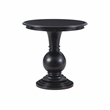 Pemberly Row Set of 2 Round Wood Accent Tables with Pedestal Base in Jet Black