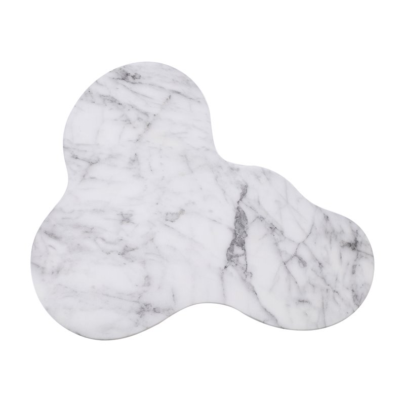 Pemberly Row Set of 2 Transitional Slab White Marble Tall Side Tables