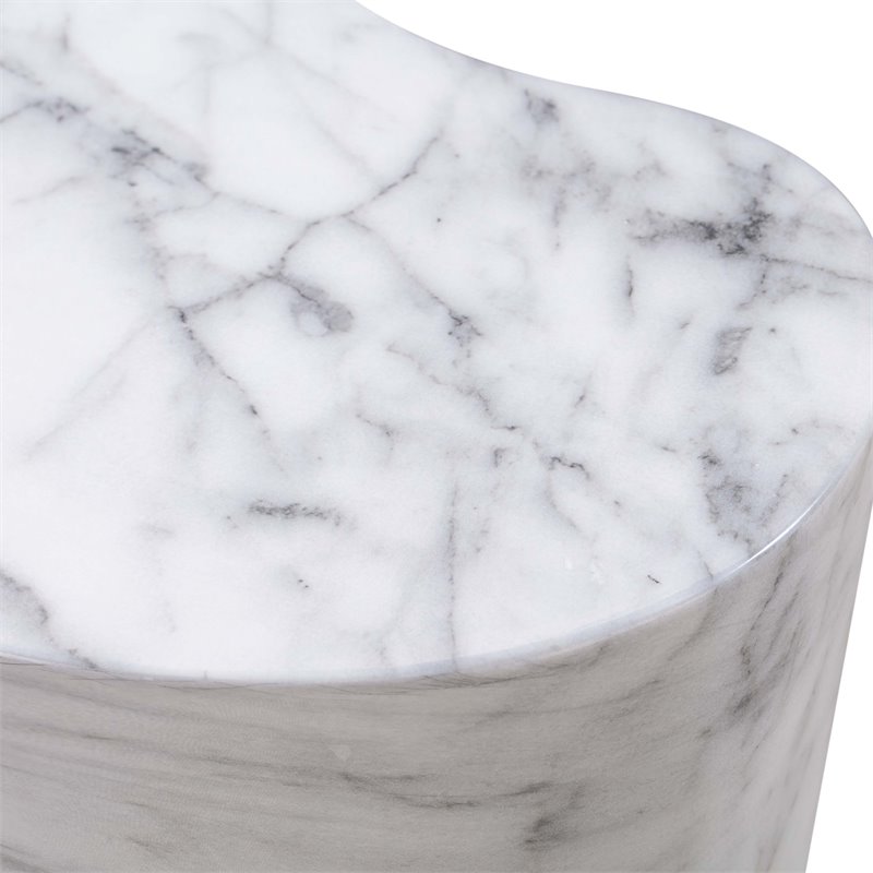 Pemberly Row Set of 2 Transitional Slab White Marble Tall Side Tables
