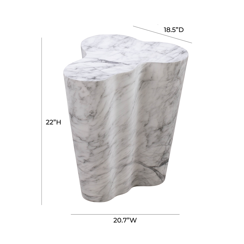 Pemberly Row Set of 2 Transitional Slab White Marble Tall Side Tables