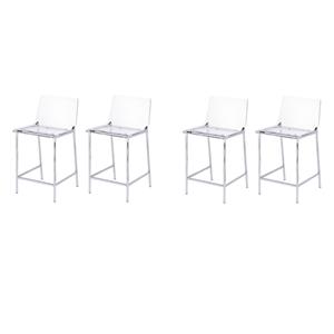 Pemberly Row Set of 4 Contemporary 24&quot Metal Counter Stools in Chrome