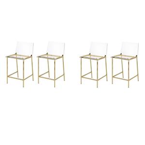 Pemberly Row Set of 4 Contemporary 24&quot Counter Stools in Gold