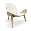 Pemberly Row Contemporary Fabric Swayback Lounge Chair in White