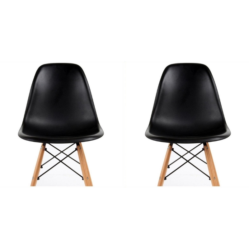 Pemberly Row Dining Chair with Legs in Matte Black (Set of 2)