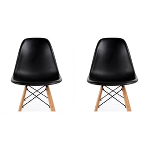 Pemberly Row Dining Chair with Legs in Matte Black (Set of 2)