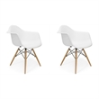 Pemberly Row Modern Arm Dining Chair in Matte White (Set of 2)