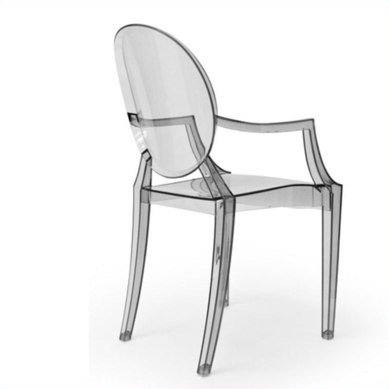 Pemberly Row Arm Dining Chair in Translucent Smoke (Set of 2)