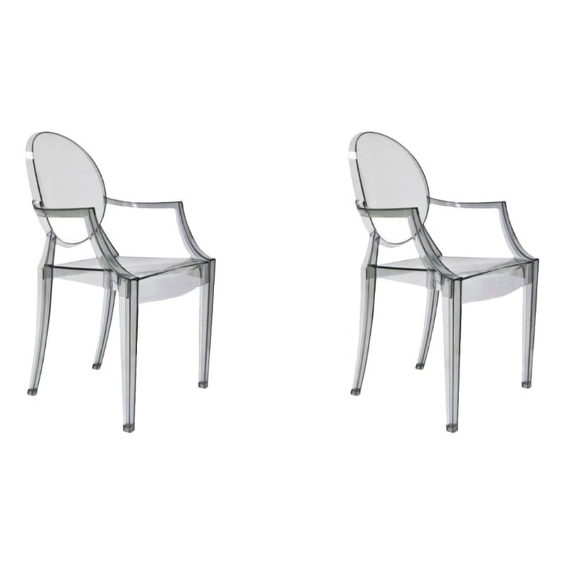 Pemberly Row Arm Dining Chair in Translucent Smoke (Set of 2)