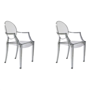 Pemberly Row Arm Dining Chair in Translucent Smoke (Set of 2)