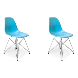 Pemberly Row Contemporary Dining Chair in Matte Blue (Set of 2)