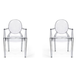 Pemberly Row Contemporary Dining Arm Chair in Clear (Set of 2)