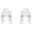 Pemberly Row Contemporary Dining Arm Chair in Clear (Set of 2)
