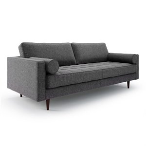 Pemberly Row Mid-Century Neutral Fabric Upholstery Sofa in Charcoal