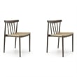 Pemberly Row Dining Chair with Molded Plastic Seat in Gray (Set of 2)
