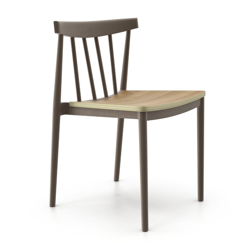 Pemberly Row Dining Chair with Molded Plastic Seat in Gray (Set of 2)