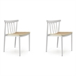 Pemberly Row Dining Chair with Molded Plastic Seat in White (Set of 2)