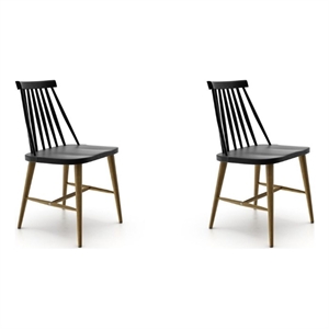 Pemberly Row Classic Shaker Look Dining Chair in Black (Set of 2)