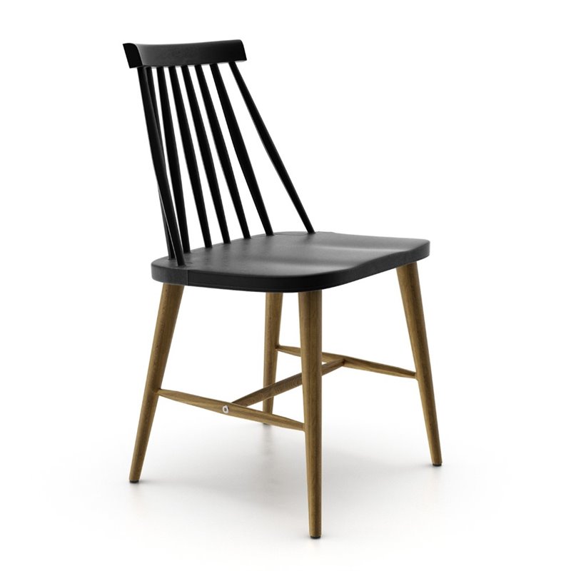 Pemberly Row Classic Shaker Look Dining Chair in Black (Set of 2)