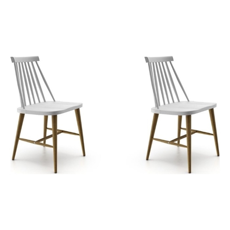 Pemberly Row Classic Shaker Look Dining Chair in White (Set of 2)