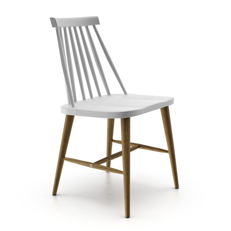 Pemberly Row Classic Shaker Look Dining Chair in White (Set of 2)