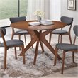 Pemberly Row Contemporary Scandinavian Round Dining Table in Walnut