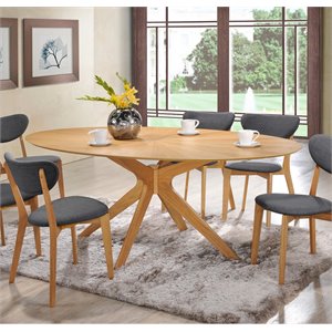 Pemberly Row Contemporary Scandinavian Oval Dining Table in Natural Oak