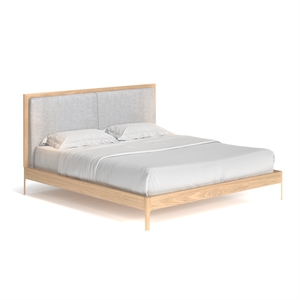 Pemberly Row Solid and Engineered Wood King Size Bed in Light Oak