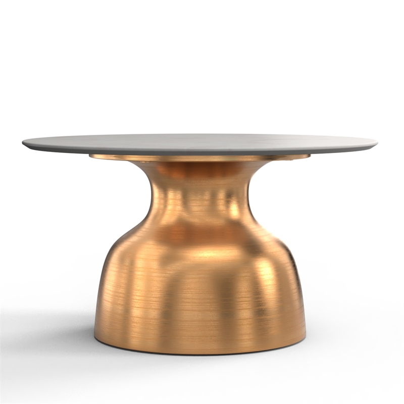 Pemberly Row Contemporary Solid Wood Top Coffee Table in Gold