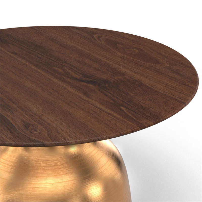 Pemberly Row Contemporary Solid Wood Top Coffee Table in Gold