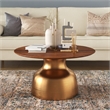 Pemberly Row Contemporary Solid Wood Top Coffee Table in Gold