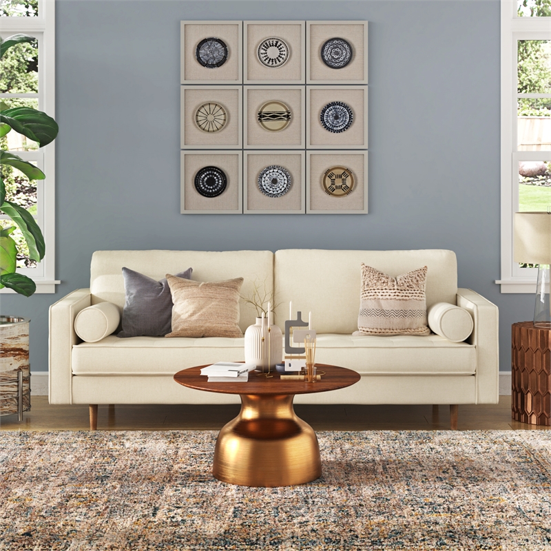 Pemberly Row Contemporary Solid Wood Top Coffee Table in Gold
