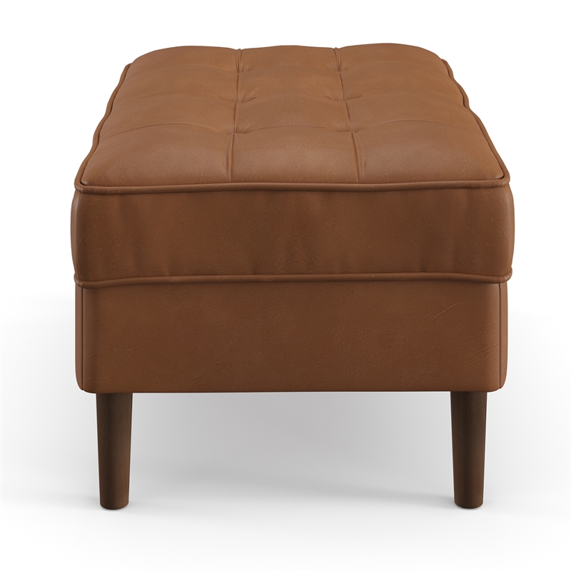 Pemberly Row Modern Vegan Leather Rectangular Ottoman in Brown