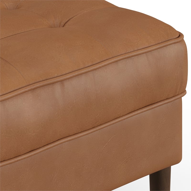 Pemberly Row Modern Vegan Leather Rectangular Ottoman in Brown