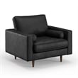 Pemberly Row Contemporary Upholstered Leather Arm Chair in Black