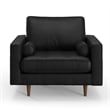 Pemberly Row Contemporary Upholstered Leather Arm Chair in Black
