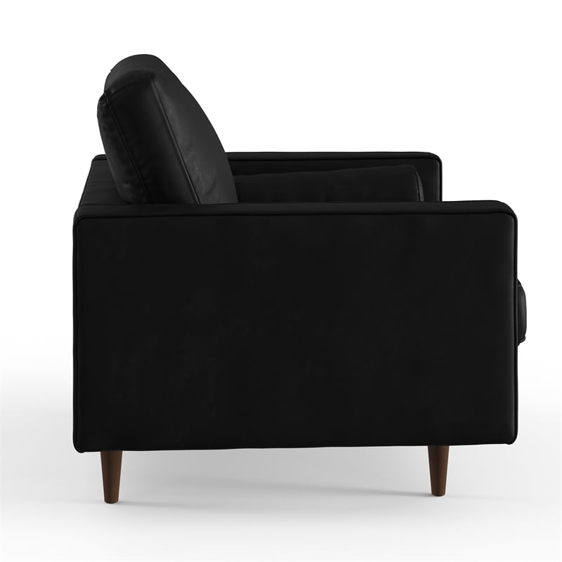 Pemberly Row Contemporary Upholstered Leather Arm Chair in Black