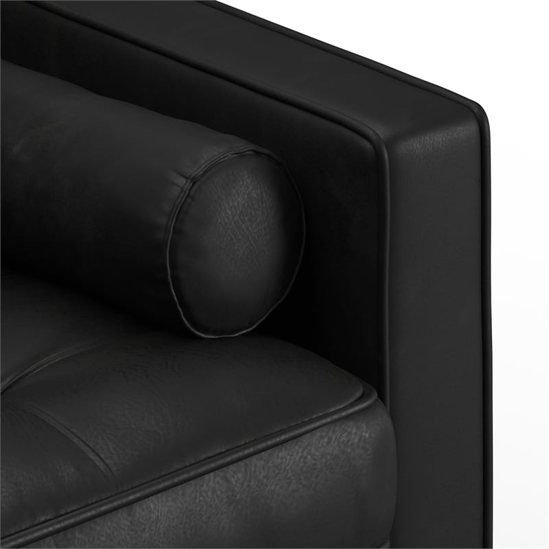 Pemberly Row Contemporary Upholstered Leather Arm Chair in Black