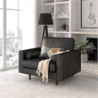 Pemberly Row Contemporary Upholstered Leather Arm Chair in Black